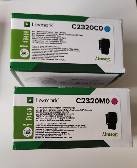 Genuine Lexmark C2320C0 Cyan + C2320M0 Magenta Cartridges - FREE UK DELIVERY!