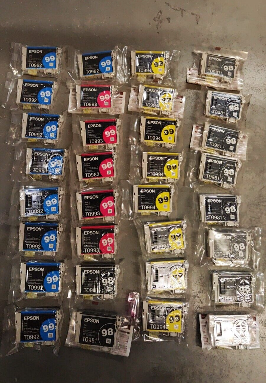 32x Genuine Epson 98 Black & 99 Color Ink Cartridges joblot - FREE US DELIVERY!
