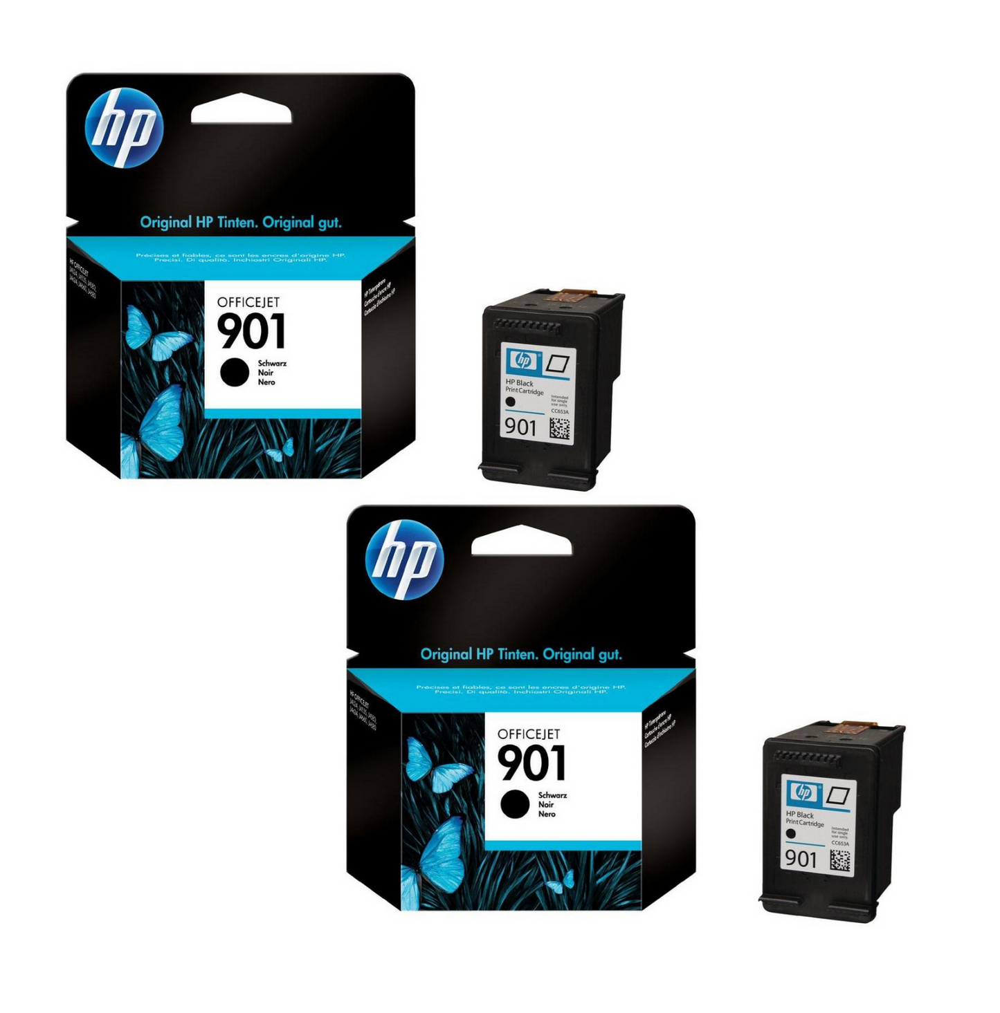 2x Genuine HP 901 Black ink Cartridges (CC653AE) - FREE UK DELIVERY!