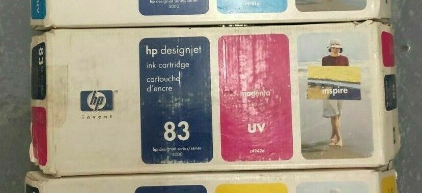 Genuine lot of HP 83 UV Ink Cartridges 680ml - Designjet 5000 - VAT included
