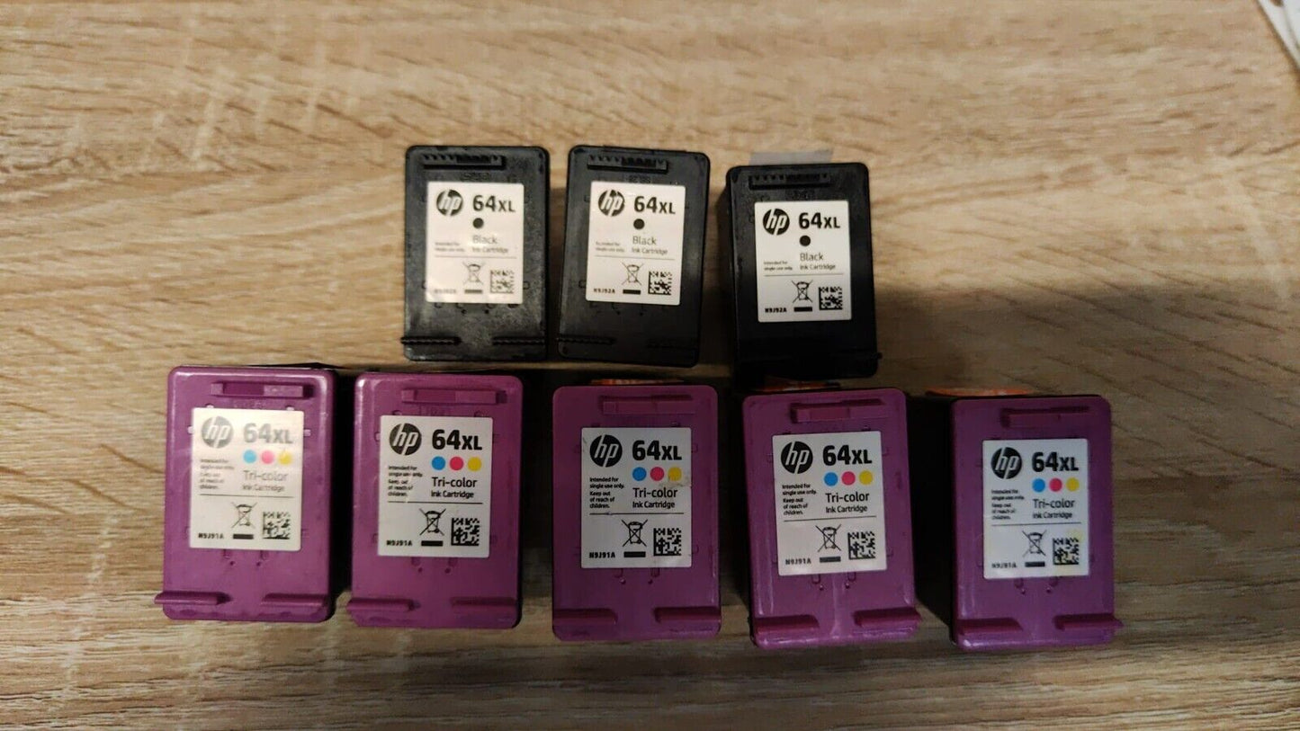 8x HP 64XL Black + Color Ink Cartridges (3x Black + 5x Colours) - FREE SHIPPING!