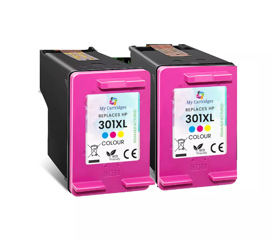 2x Refilled Inks For HP 301XL Colour Ink Cartridges - FREE UK DELIVERY!