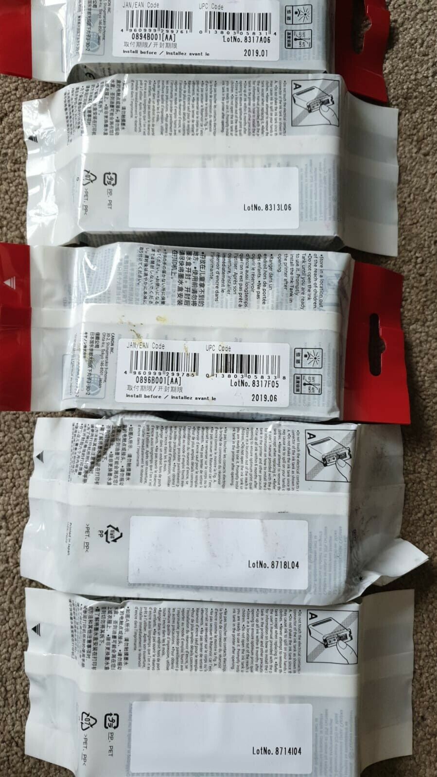 Genuine Canon PFI-102 set of 5 Ink Cartridges (130ml) - PLEASE READ DESCRIPTION!