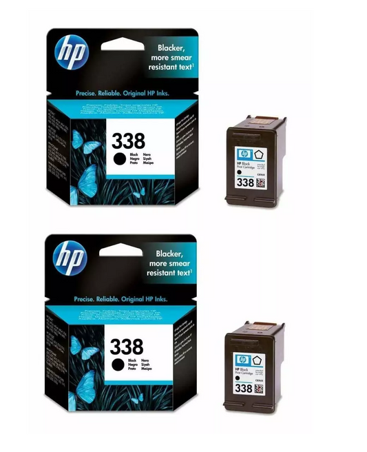 2x UNBOXED HP 338 Black Ink Cartridges (C8765EE) - FREE UK DELIVERY!