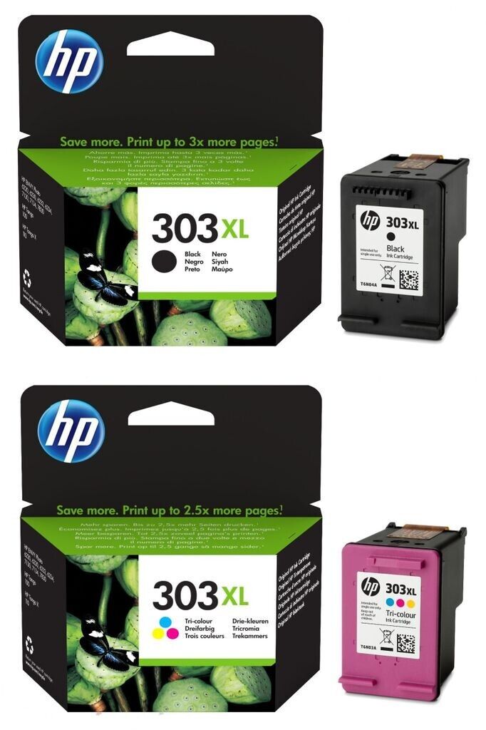 UNBOXED HP 303XL Black + Colour Ink Cartridges (T6N04AE T6N03AE) - FREE DELIVERY