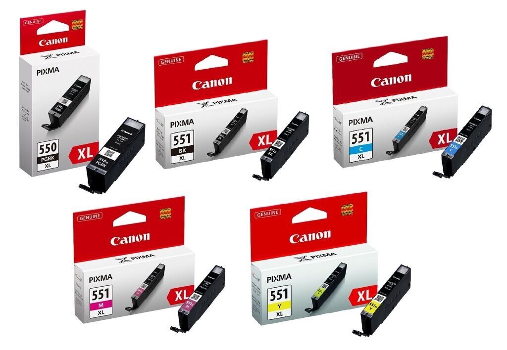5x Genuine Canon PGI-550XL & CLI-551XL Ink Cartridges - FREE UK DELIVERY!