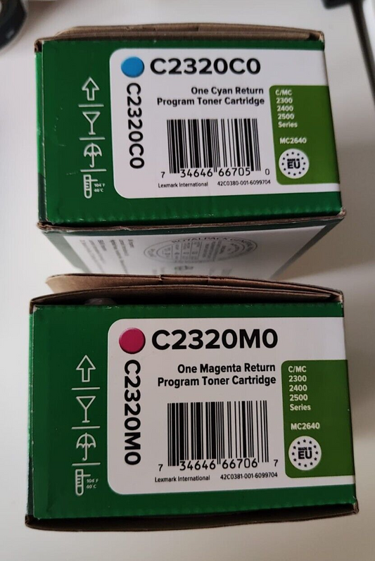Genuine Lexmark C2320C0 Cyan + C2320M0 Magenta Cartridges - FREE UK DELIVERY!