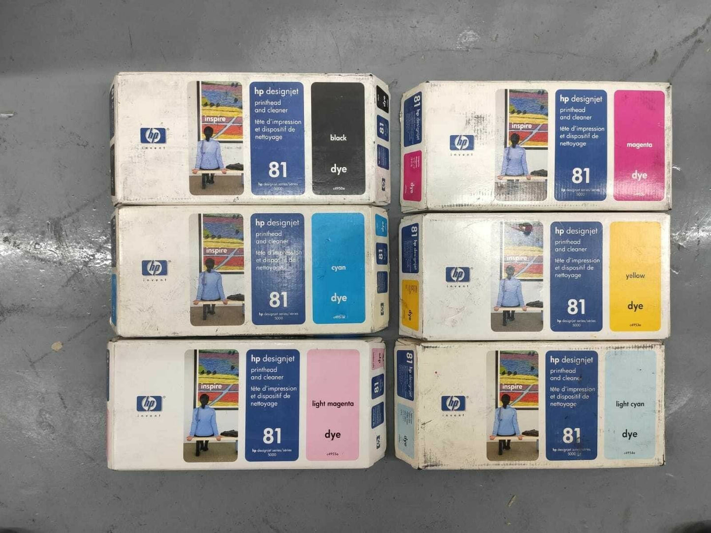 Genuine lot of HP 81 Printhead and Cleaners (C4950-C4955A) - VAT included