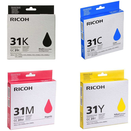 Genuine Ricoh GC31 / GC31H High Yield Ink Cartridges - FREE UK DELIVERY! VAT inc