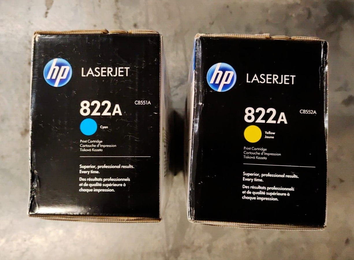 Genuine HP 822A Cyan + Yellow Toner Cartridges - FREE UK DELIVERY - VAT included
