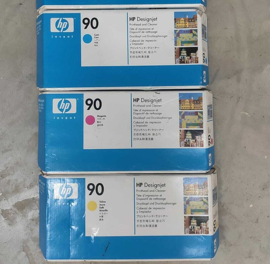 Genuine lot of HP 90 Printhead & Cleaners C5054A C5055A C5056A C5057A - VAT inc