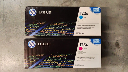 2x Genuine HP 123A Cyan + Magenta Toner Cartridges FREE DELIVERY! VAT included