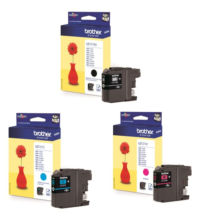3x Genuine Brother LC121 Black Cyan Magenta Ink Cartridges - FREE UK DELIVERY!