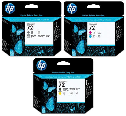 Genuine HP 72 printheads - (C9380A C9383A C9384A) - FREE UK DELIVERY! VAT inc
