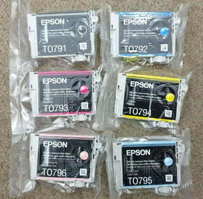 Genuine EPSON T0791 T0792 T0793 T0794 T0795 T0796 Ink Cartridges lot - VAT inc.
