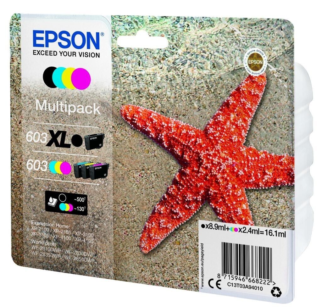 Genuine Epson 603XL Black Cyan Magenta Yellow ink cartridges - FREE UK DELIVERY!