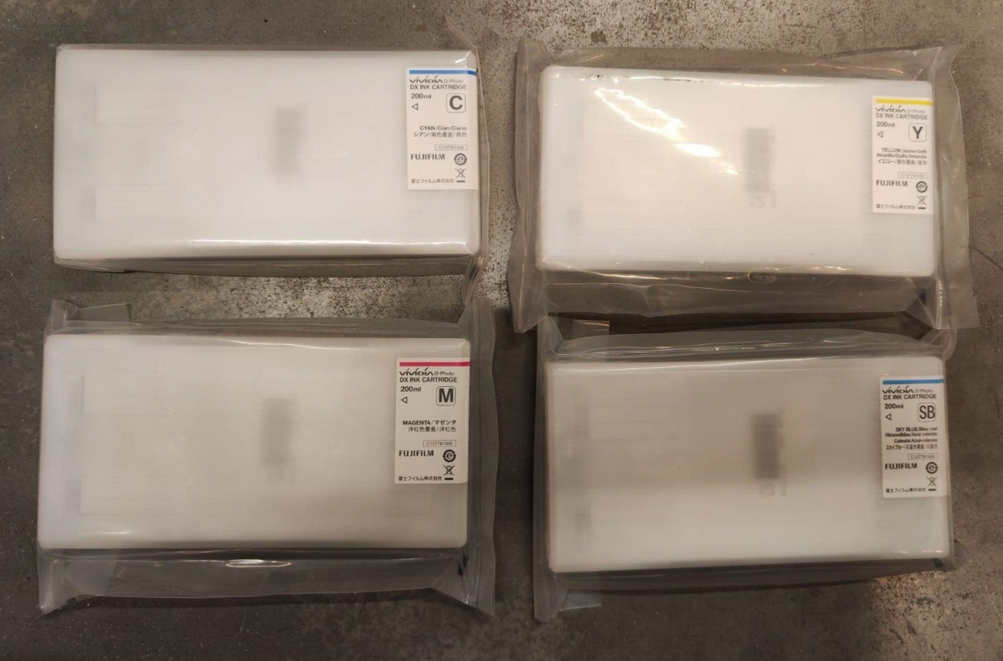 4x Genuine FUJIFILM DX Vividia Ink Cartridges (200ml) - Original! FREE SHIPPING