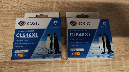 2x Canon CL-546XL Colour Refilled Ink Cartridges - FREE UK DELIVERY!