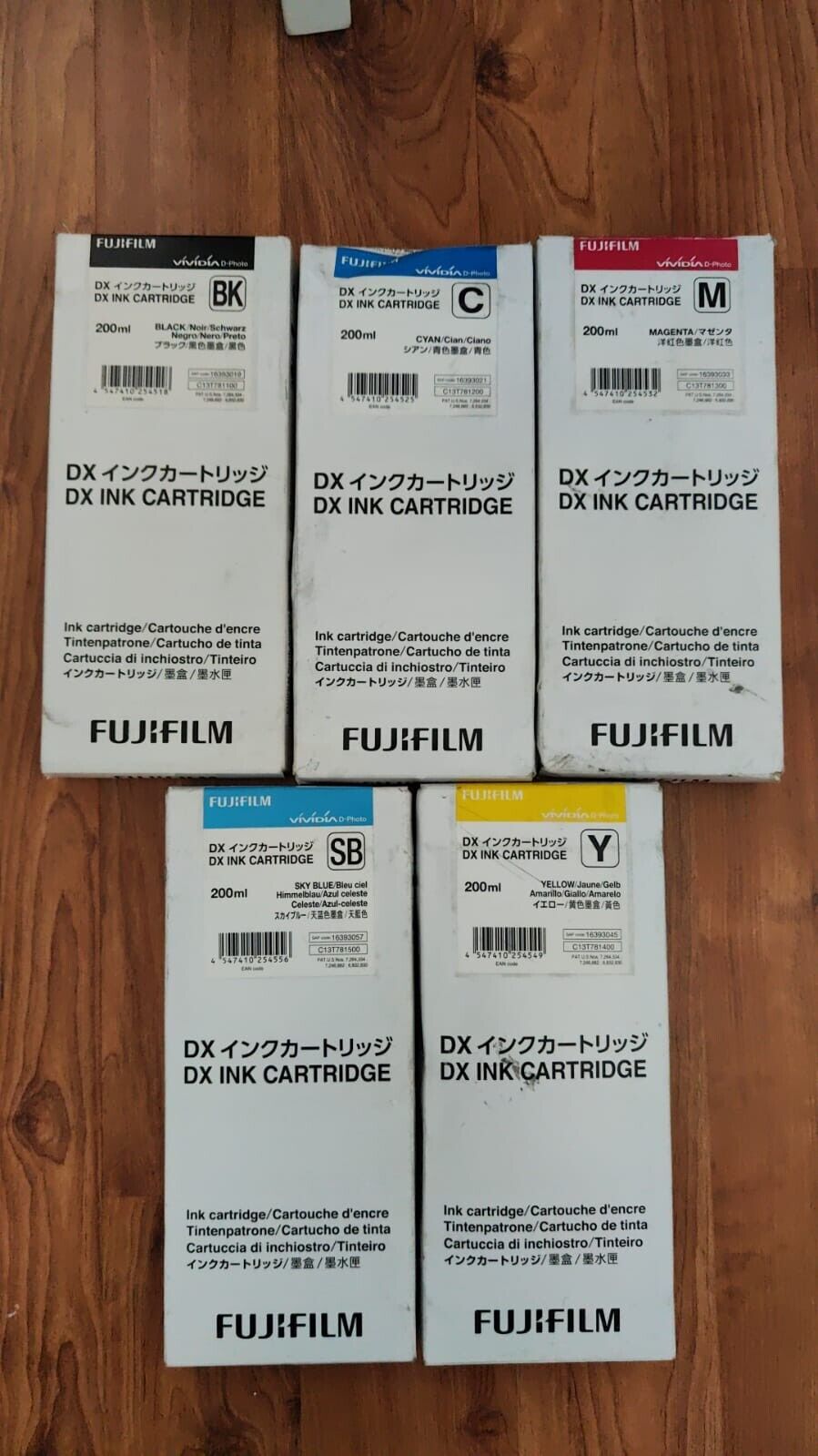 5x Genuine FUJIFILM DX Vividia Ink Cartridges (200ml) - Original