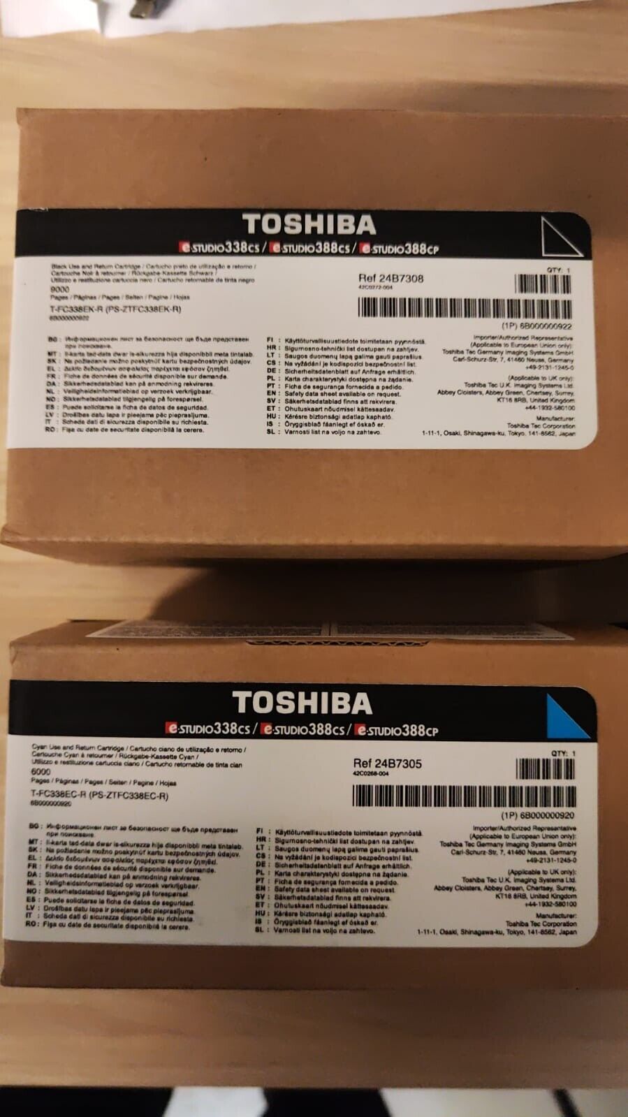 4x Genuine Toshiba Studio 338cs 388cs 388cp Black Cyan Magenta Yellow cartridges