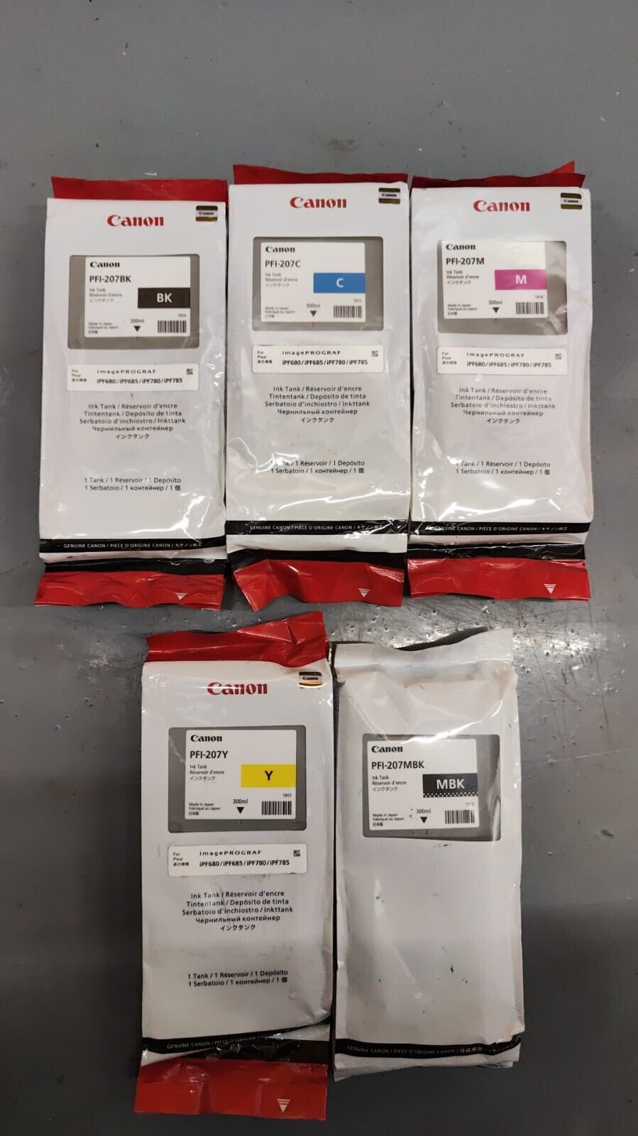 Genuine Canon PFI-207 ink cartridges lot (300ml) - FREE UK DELIVERY - VAT inc.