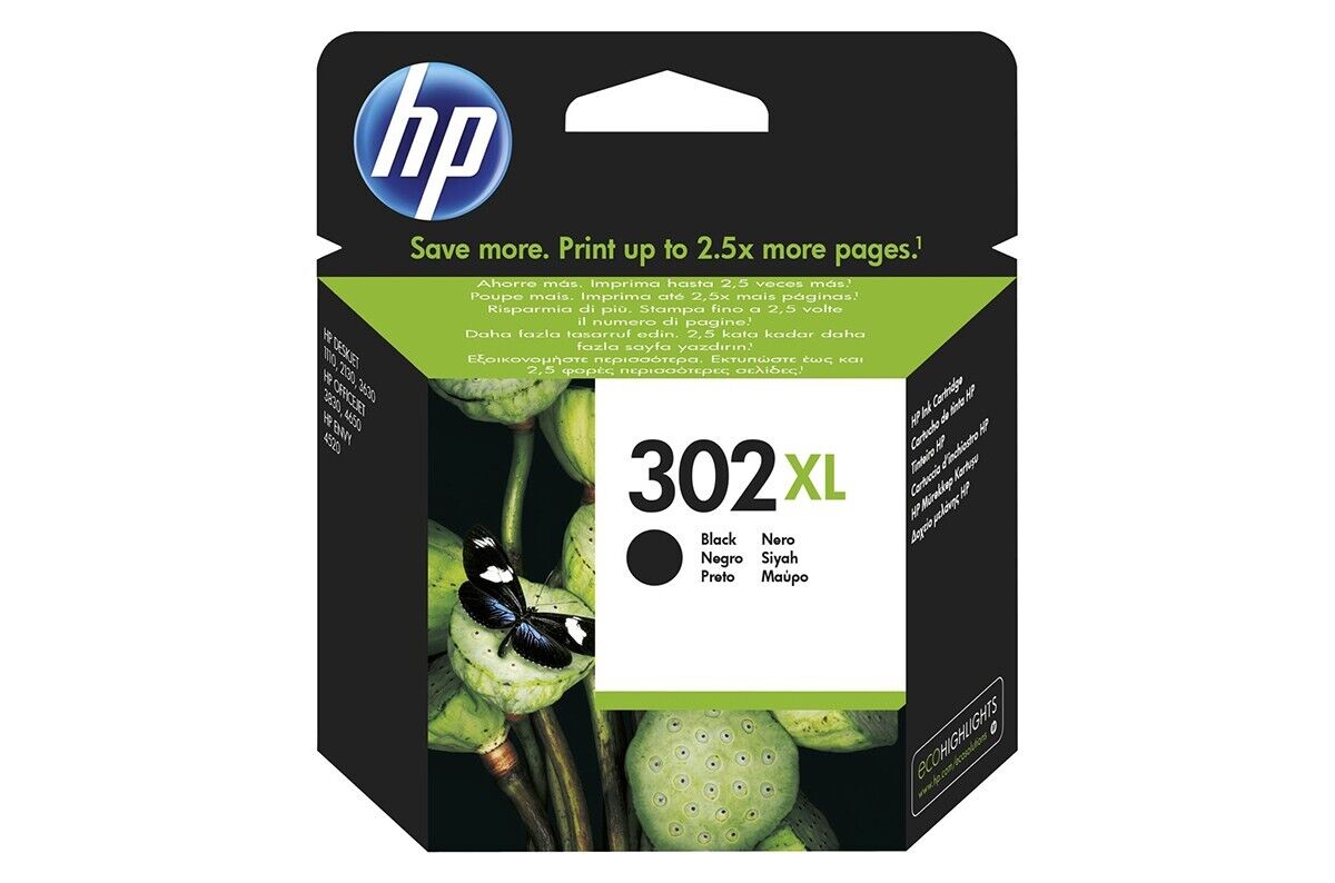BOXED HP 302XL Black Ink Cartridge (F6U68AE) 2023 dates - FREE DELIVERY! Genuine