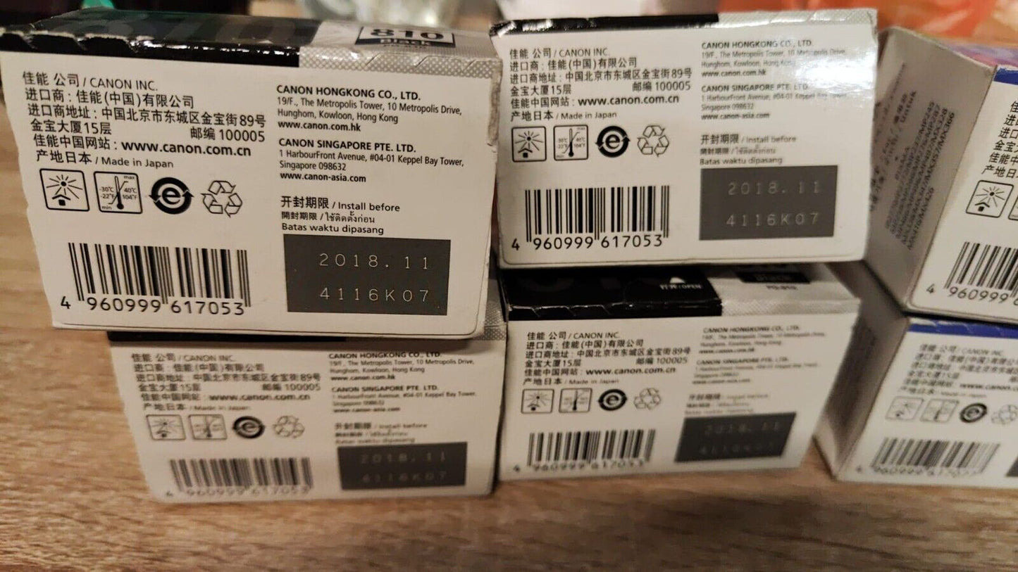 8x Genuine Canon PIXMA PG-810 Black & CL-811 Colour Ink Cartridges