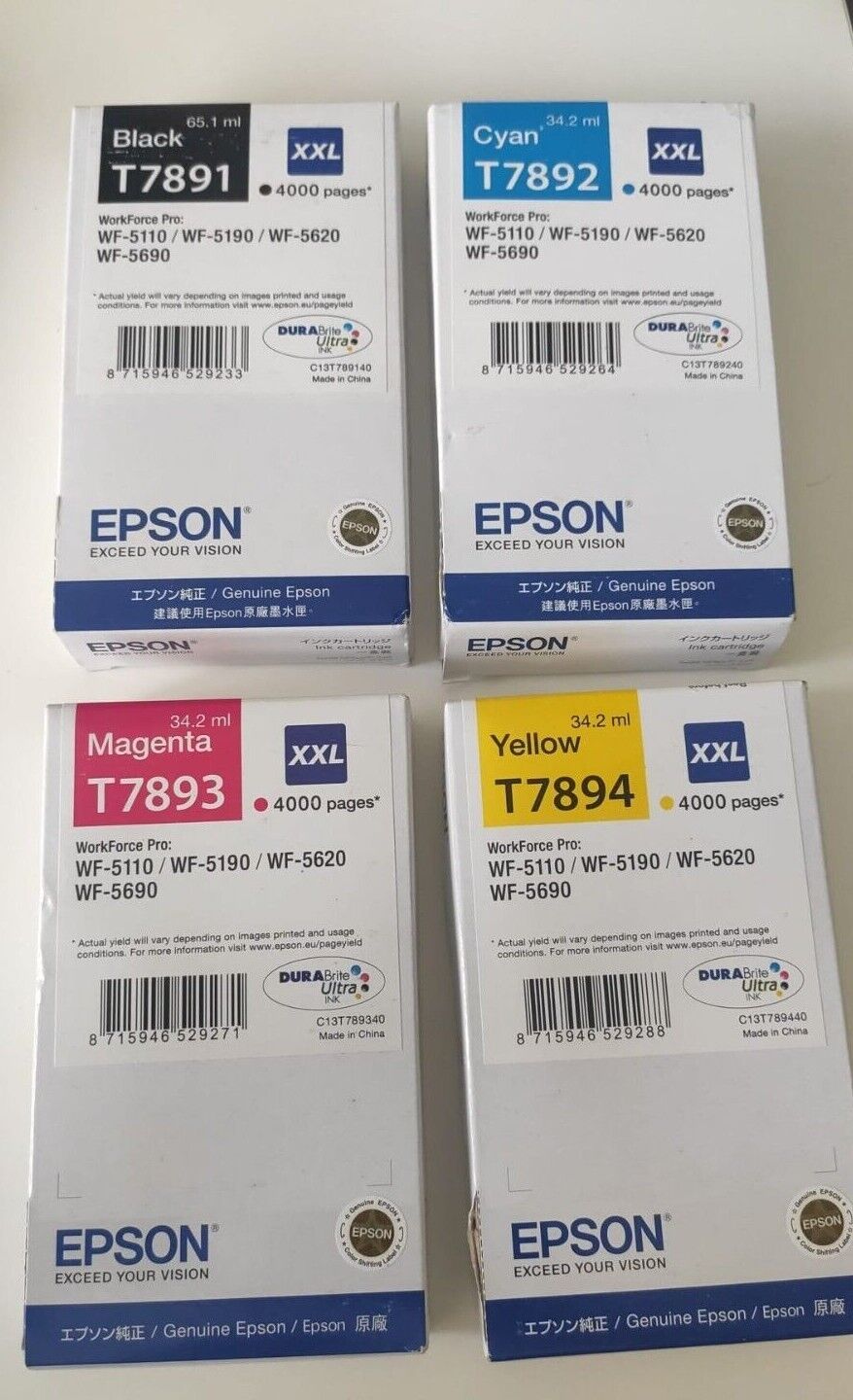 Genuine lot of Epson T7891 T7892 T7893 T7894 Ink Cartridges - FREE UK DELIVERY