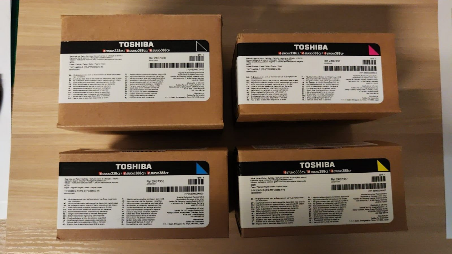 4x Genuine Toshiba Studio 338cs 388cs 388cp Black Cyan Magenta Yellow cartridges