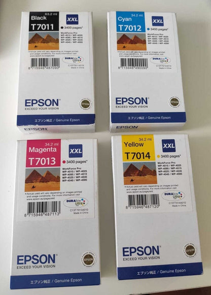 Genuine lot of Epson T7011/T7012/T7013/T7014 Extra High Capacity ink cartridges