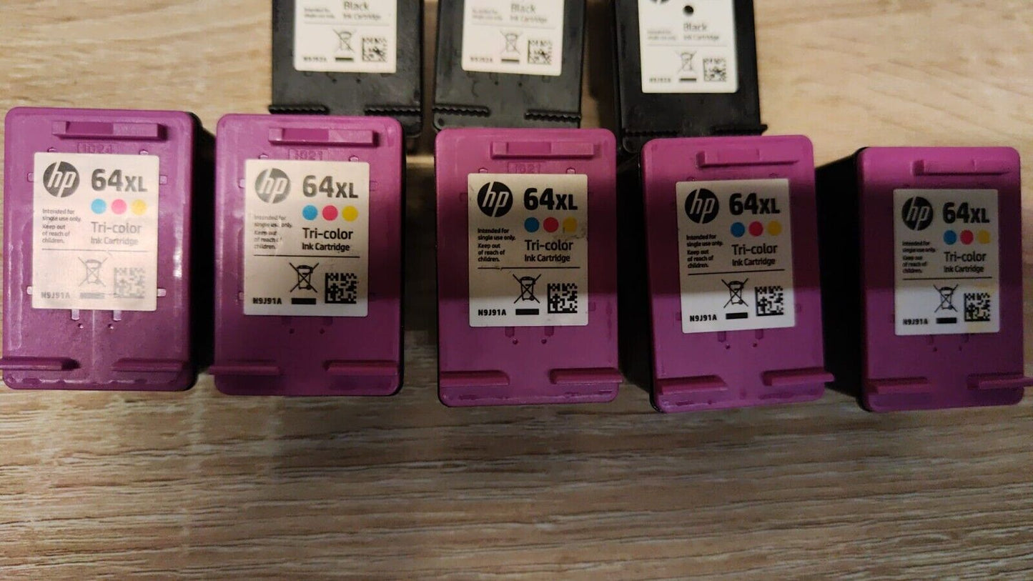 8x HP 64XL Black + Color Ink Cartridges (3x Black + 5x Colours) - FREE SHIPPING!
