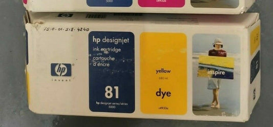 Genuine lot of HP 81 Dye Ink Cartridges 680ml for Designjet 5000 5500 - VAT inc