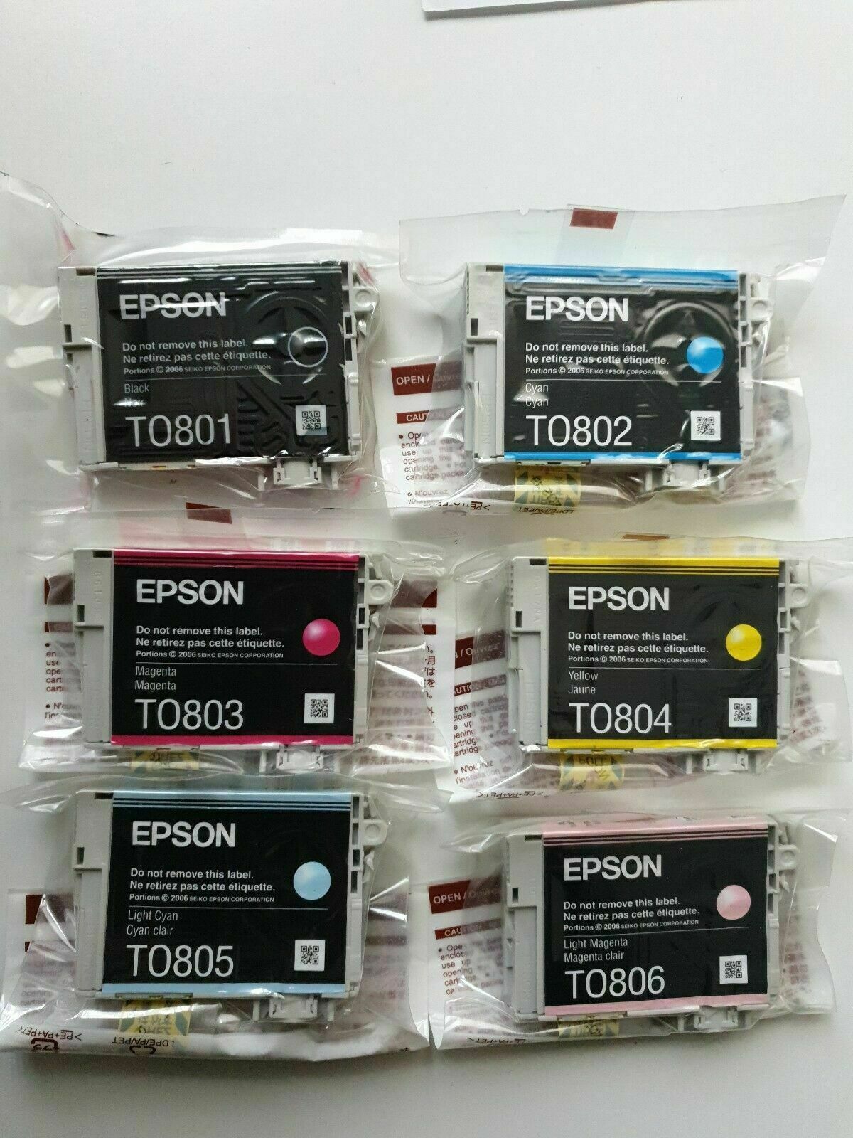 Genuine lot EPSON T0807 Ink Cartridges - (T0801 T0802 T0803 T0804 T0805 T0806)