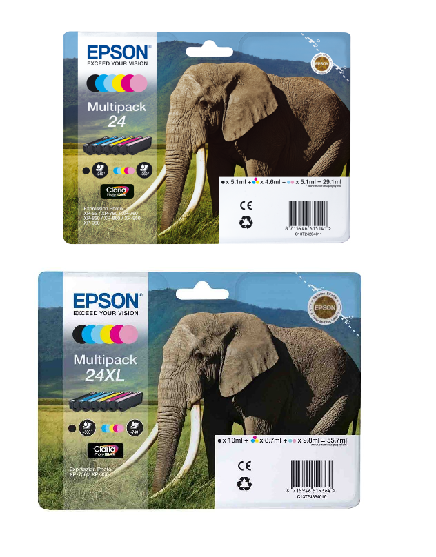Genuine Epson 24 & 24XL (Elephant) Ink Cartridges lot - FREE UK DELIVERY!