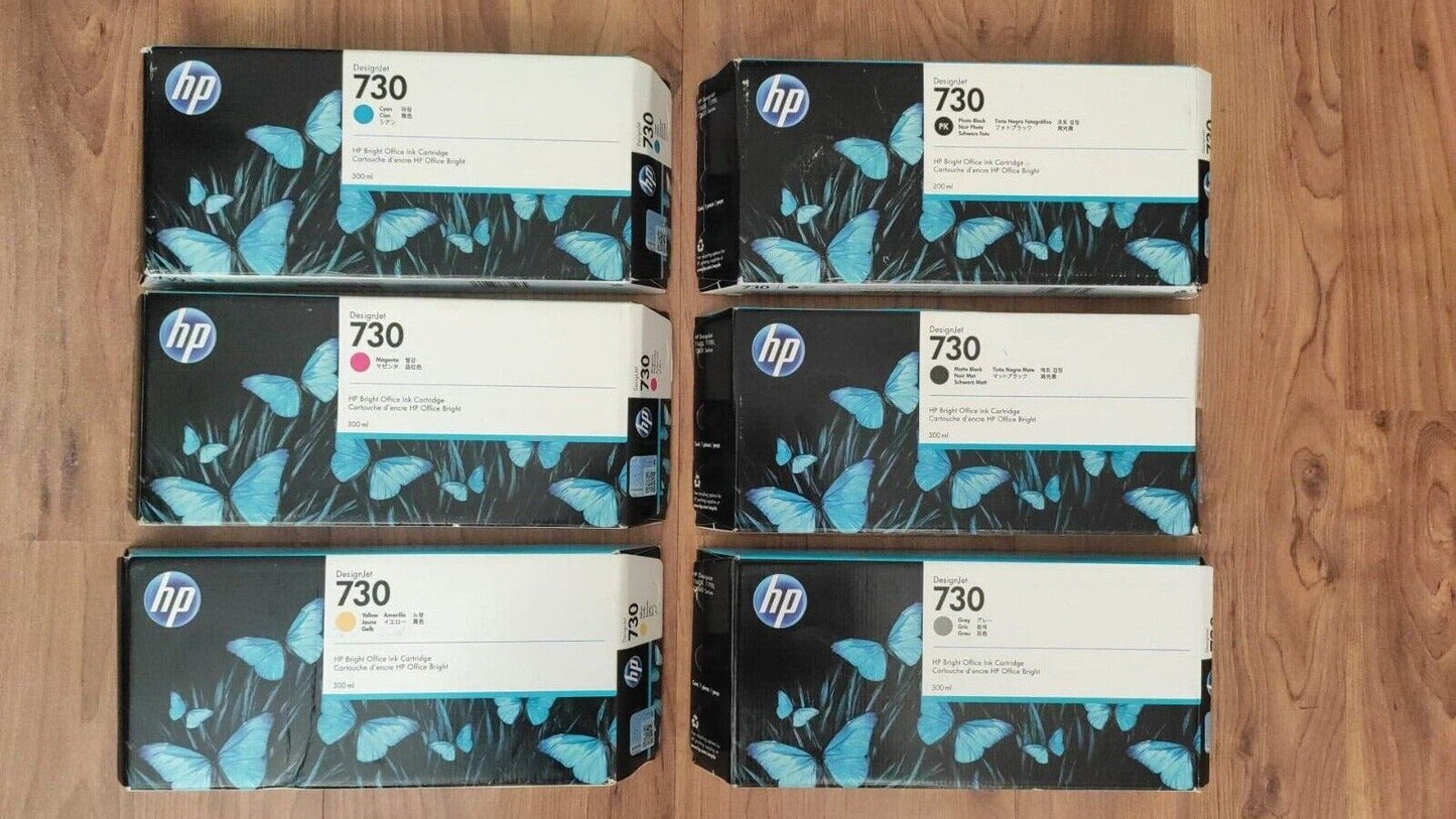 Genuine lot of HP 730 ink cartridges 300ml - DESIGNJET T1600 T1700 T2600 series