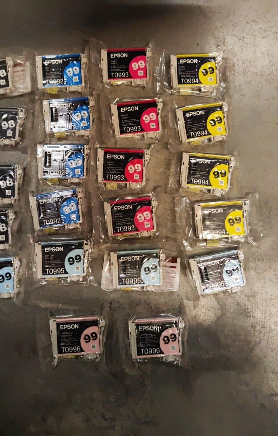 22x Genuine Epson 98 Black & 99 Color Ink Cartridges (T0981 and T0992-T0996)