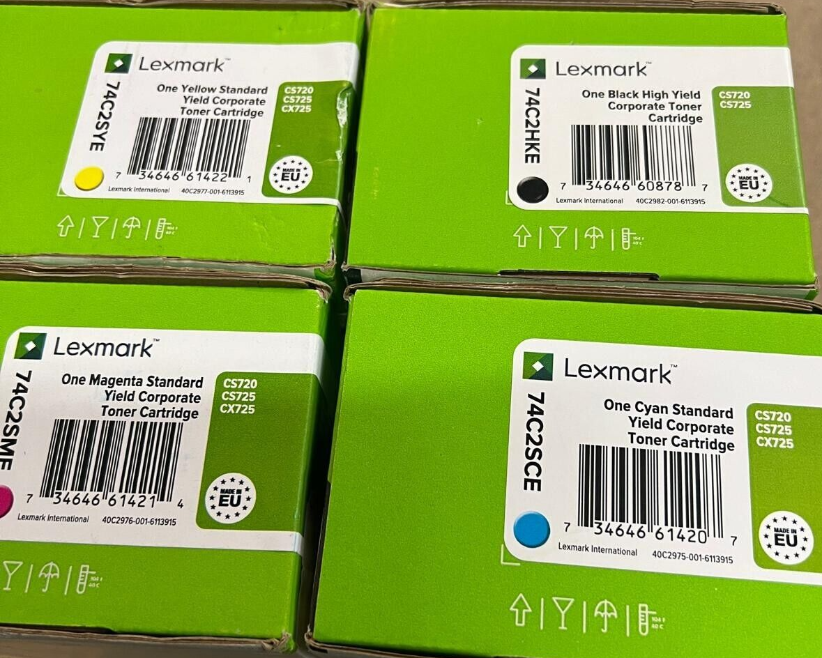 4x Lexmark 74C2HKE 74C2SCE 74C2SME 74C2SYE Toner Cartridges - FREE UK DELIVERY!