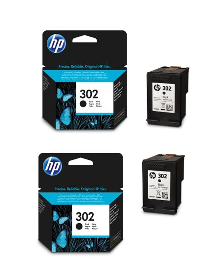 2x Genuine HP 302 Black Ink Cartridges (F6U66AE) - FREE UK DELIVERY! VAT inc.