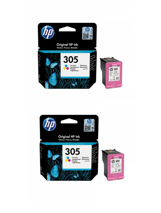 2x UNBOXED HP 305 Colour Ink Cartridges - FREE UK DELIVERY - VAT included