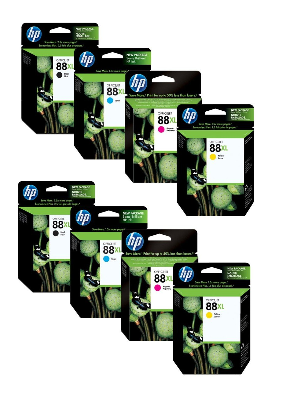 2x Genuine HP 88XL Black Cyan Magenta Yellow Ink Cartridges - C9395A/9