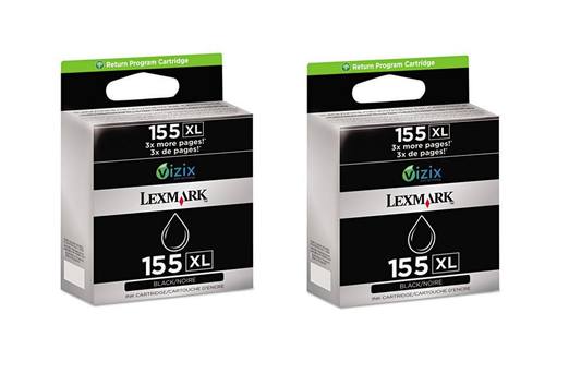 2x Genuine Lexmark 155XL Black Ink Cartridges - FREE UK DELIVERY! - VAT included