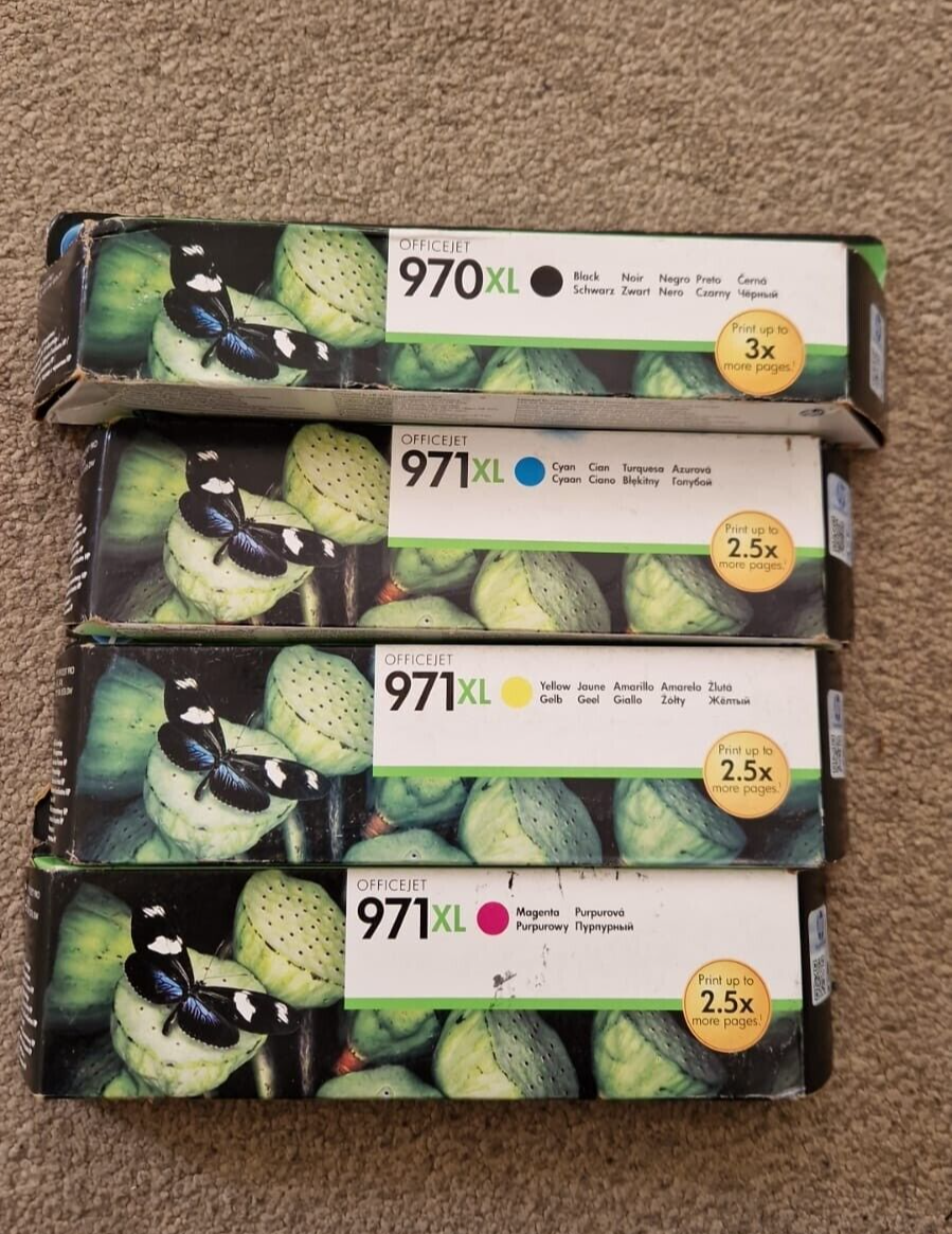 Genuine HP 970XL + 971XL Black Cyan Magenta Yellow ink cartridges FREE DELIVERY!