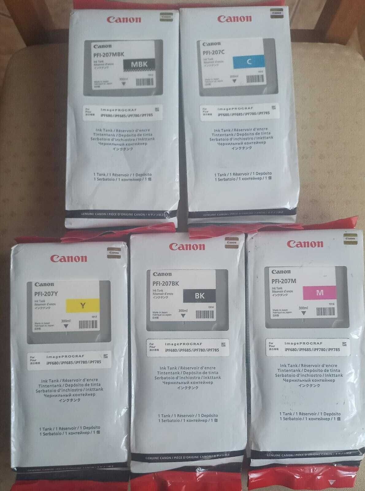 5x Genuine Canon PFI-207 ink cartridges (300ml) - FREE UK DELIVERY - VAT inc.