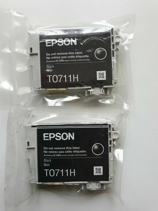 2x Genuine Epson T0711H Black Ink Cartridges - FREE UK DELIVERY! VAT included