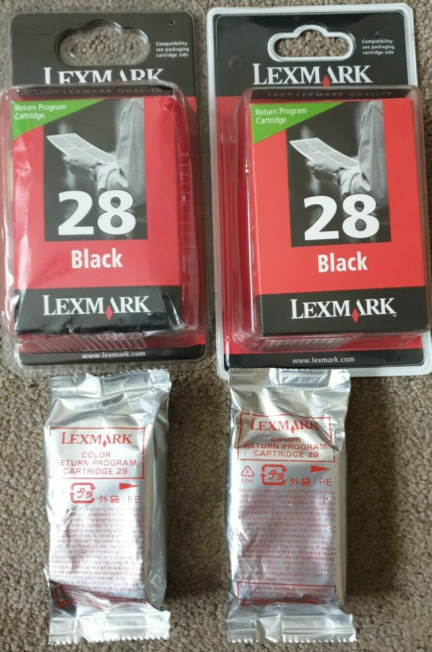 4x Lexmark 28 Black & Lexmark 29 Colour ink Cartridges - FREE DELIVERY  VAT