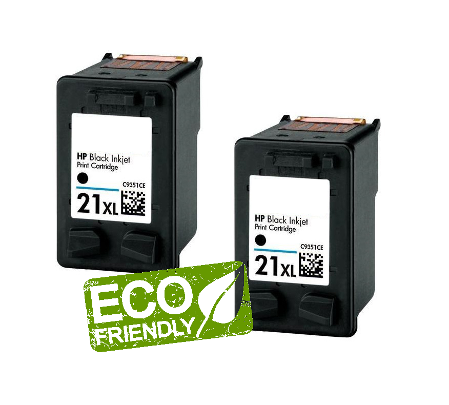 2x HP 21XL Black Remanufactured Ink Cartridges - FREE UK DELIVERY! - VAT inc.