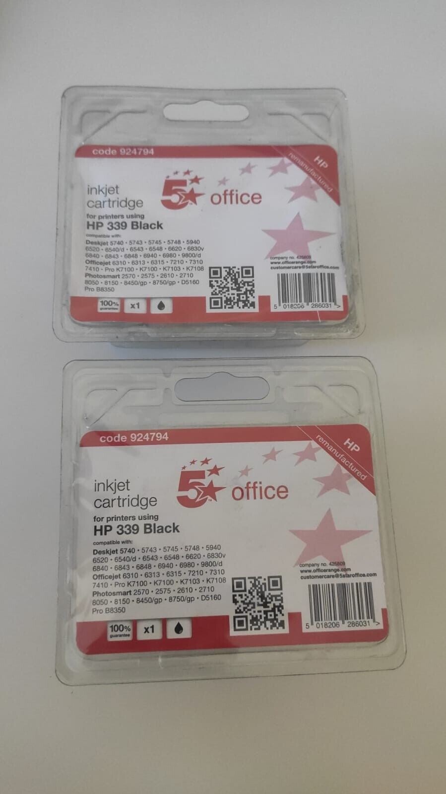 2x HP 339 Black Remanufactured Ink Cartridges - FREE UK DELIVERY!