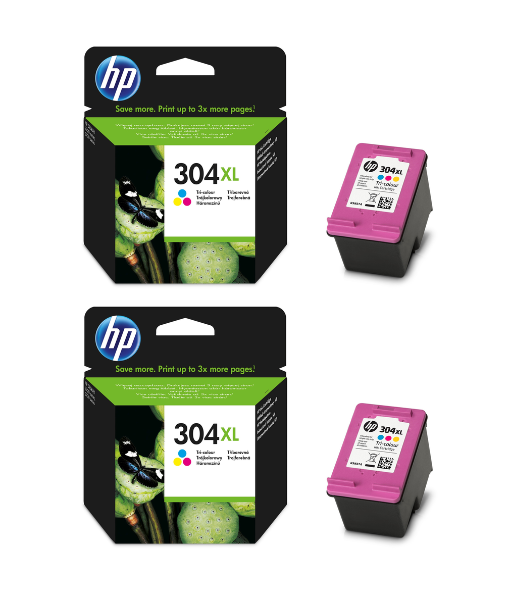 2x UNBOXED HP 304XL Colour Ink Cartridges (N9K07AE) - FREE UK DELIVERY! VAT inc.