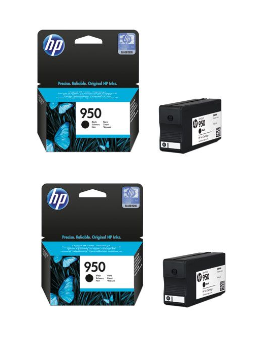 2x Genuine HP 950 Black ink cartridges (NO BOX) - CN049AE - FREE UK DELIVERY!