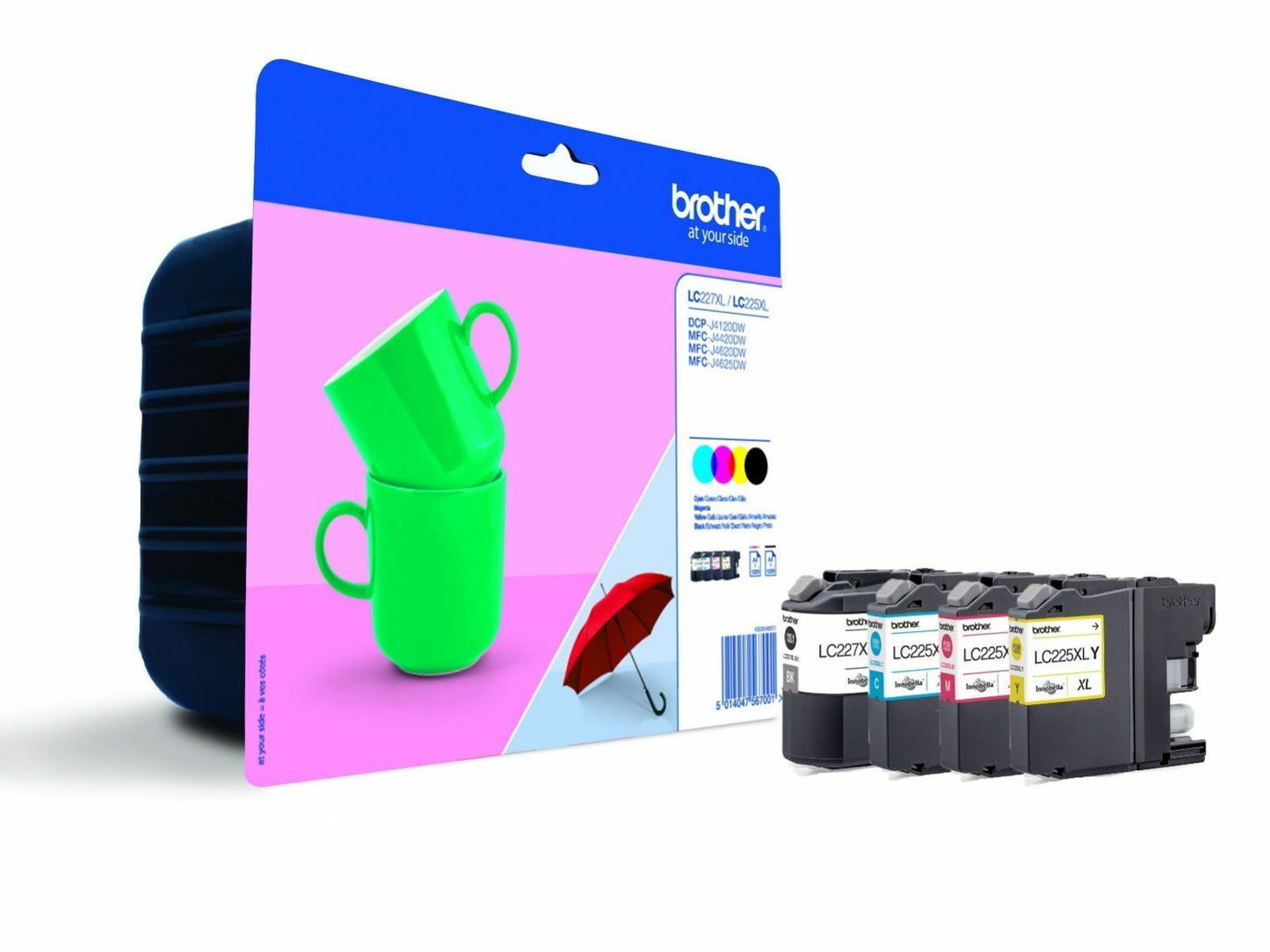 Genuine Original Brother LC227XL Black + LC225XL Colour Ink Cartridges - VAT inc